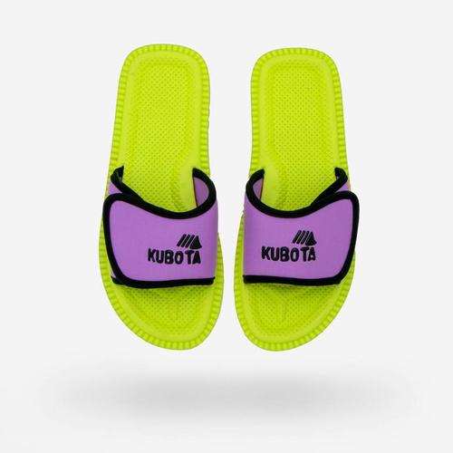Klapki Kubota Rzep Limonkowo - Fioletowy