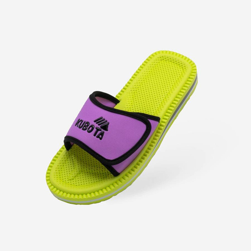 Klapki Kubota Rzep Limonkowo - Fioletowy