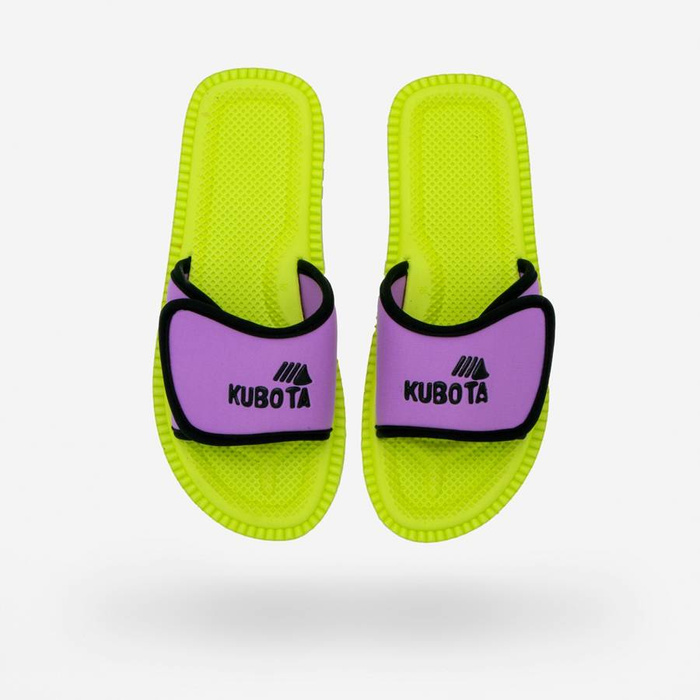 Klapki Kubota Rzep Limonkowo - Fioletowy