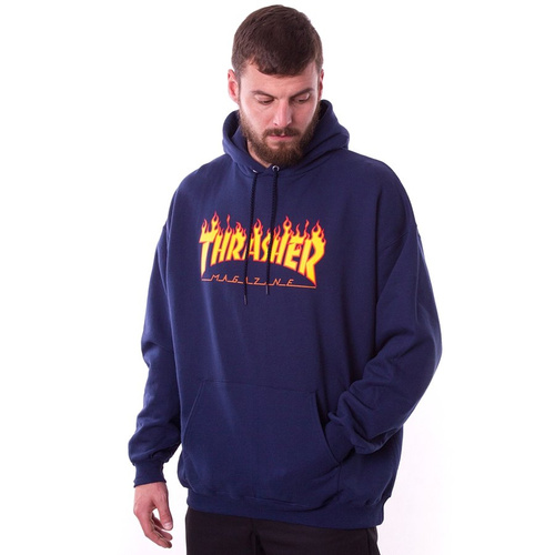 Bluza Męska Z Kapturem Thrasher Flame Logo Hoody Navy Blue