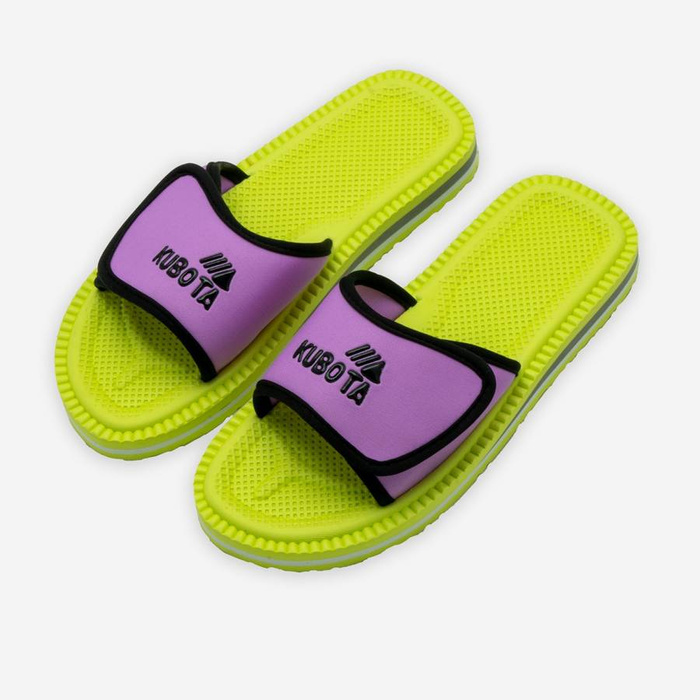 Klapki Kubota Rzep Limonkowo - Fioletowy