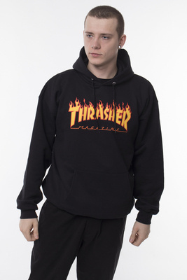 Bluza Męska Z Kapturem Thrasher Flame Logo Hoody Black