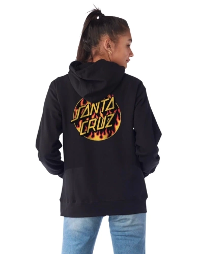 Bluza z kapturem damska Santa Cruz X Thrasher Flame Dot Long Black