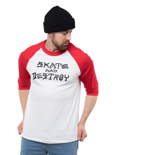 Koszulka Longsleeve 3/4 Thrasher Skate & Destroy White/ Red