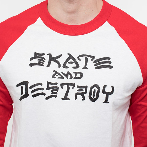 Koszulka Longsleeve 3/4 Thrasher Skate & Destroy White/ Red