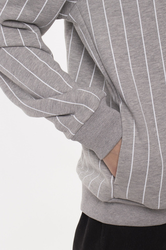 Bluza Męska Z Kapturem Hood Heritage Pin Stripe Heather Grey