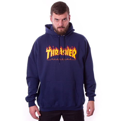 Bluza Męska Z Kapturem Thrasher Flame Logo Hoody Navy Blue