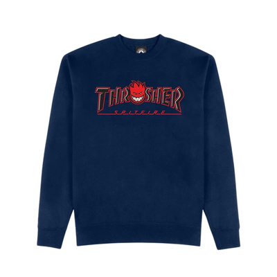 Bluza Thrasher x Spitfire Big Head Crewneck granatowy