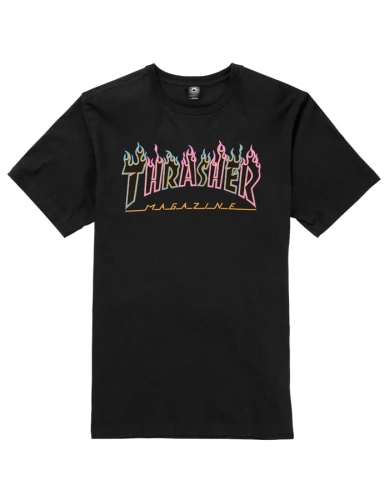 Koszulka Thrasher Double Flame Logo Neon Black