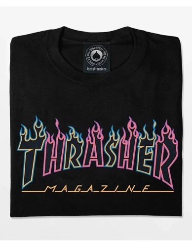 Koszulka Thrasher Double Flame Logo Neon Black