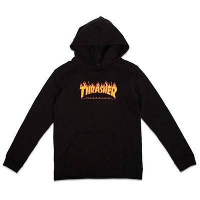 Bluza Dziecięca Z Kapturem Thrasher Flame Logo Hoody Black