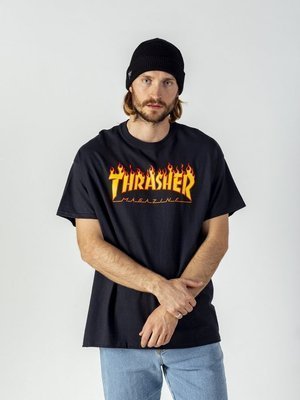 Koszulka Męska Thrasher Flame Logo Black