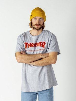 Koszulka Męska Thrasher Skate Mag Grey Heather / Red