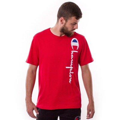 Koszulka męska Champion  Reverse Weave Vertical Script Logo Back red (212975-RS053) 