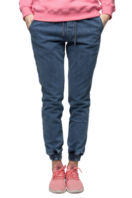 Spodnie damskie Jogger RM Jeans marmurkowe niebieskie